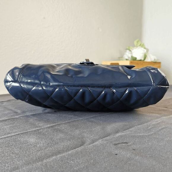 COACH POPPY LIQUID GLASS PURSE 18673 NAVY BLUE CHAIN SHOULDER - Picture 6 of 11